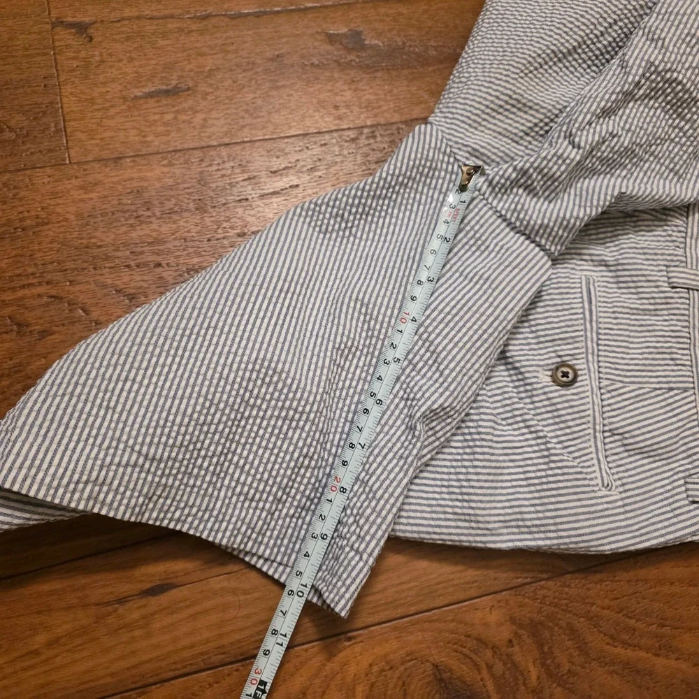 Banana Republic Mens Blue White Striped Seersucker Shorts Size 32 Flat Front 9